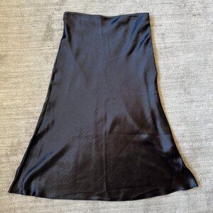 Banana Republic Black Satin Midi Slip Skirt NWT